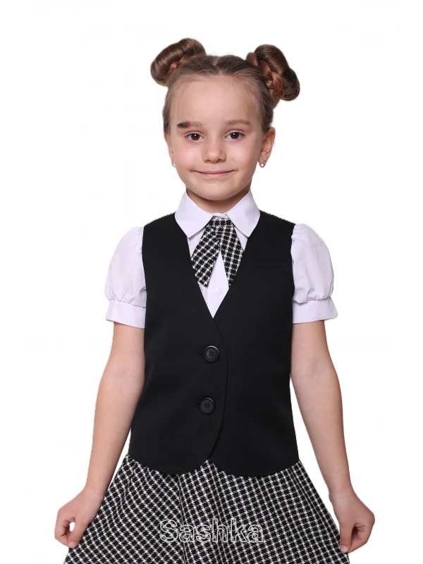 Жилет для дівчинки Sashka шкільний чорний (напіввовна), розмір 116-146